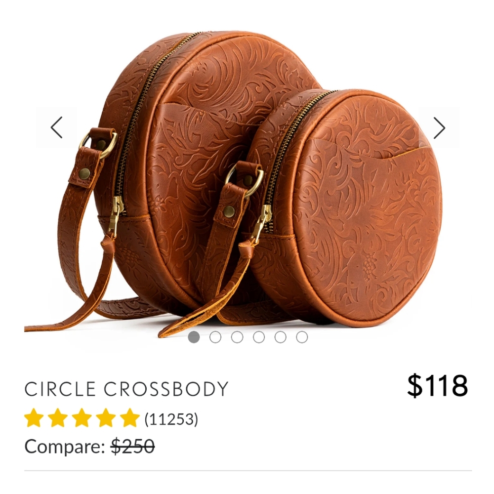 Portland Leather Circle Crossbody Large Meadow Pattern